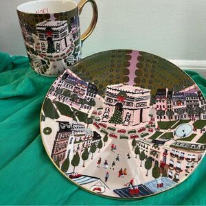 Anthropologie Noel A Paris mug and plate set NEW